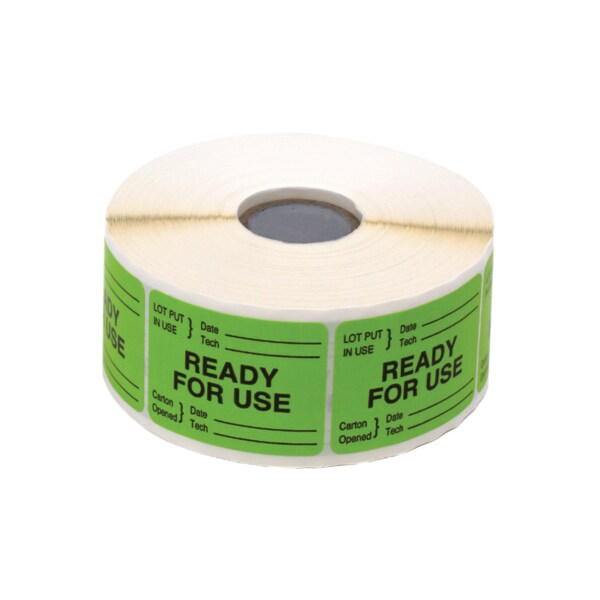 READY FOR USE Lot (Date/Tech) Carton open(Date/Tech) 1.5"x2"Greenw/blk